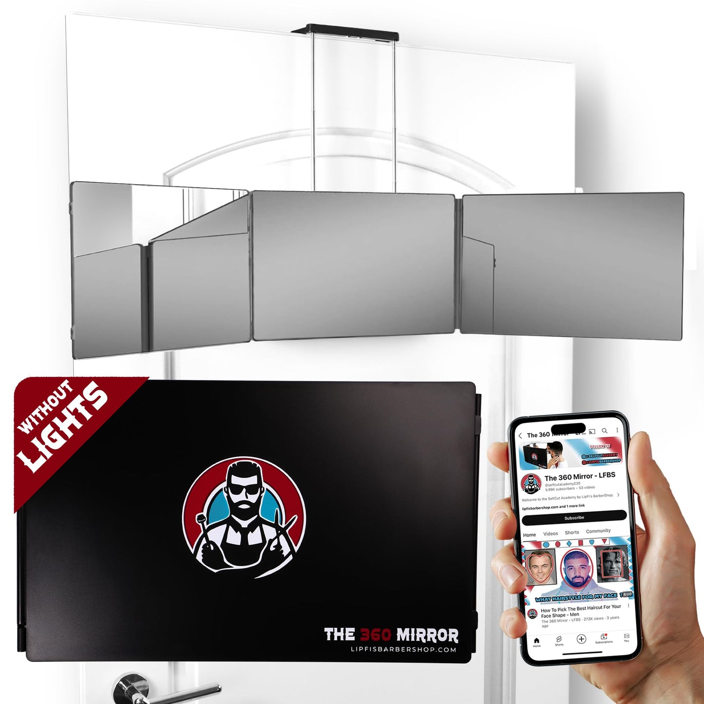The 360 Mirror - 3 Way Mirror for Self Hair Cutting - Adjustable Trifold Barber Miror to Cut Your Own Hair - Tri Fold Self Haircut System for Men Beauty and Personal Care LIPFISBARBERSHOP.COM