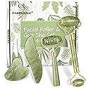 4-pcs Jade Roller & Gua Sha Set, Facial Roller Massager with Gua Sha Scraping Tool, Jade Stone Massager for Anti-aging, Slimming & Firming, Rejuvenate