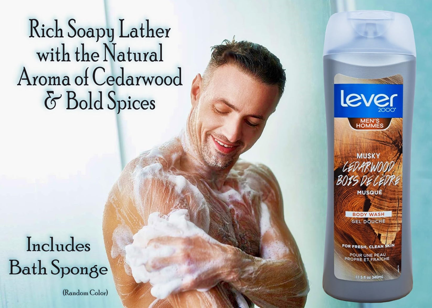 Lever 2000 Musky Cedarwood Body Wash for Men - 11.5 oz (340ml) - Fresh and Clean Skin with Bold Spices (1)