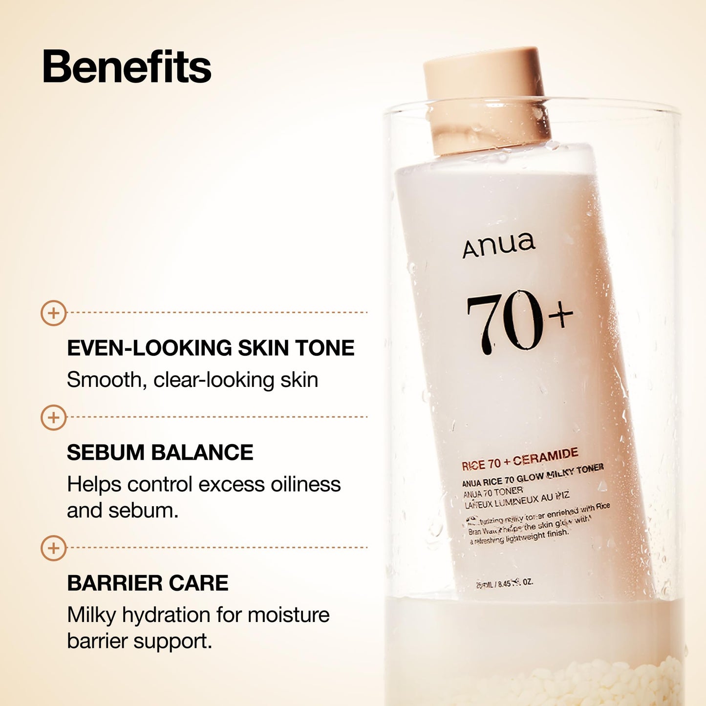 Anua Rice 70 Glow Milky Toner, Glass & Dewy Skin, Hydrating & Barrier Care, Rice Water, Niacinamide, Ceramides, All Skin Types, Fragrance-Free, Non Beauty and Personal Care ANUA