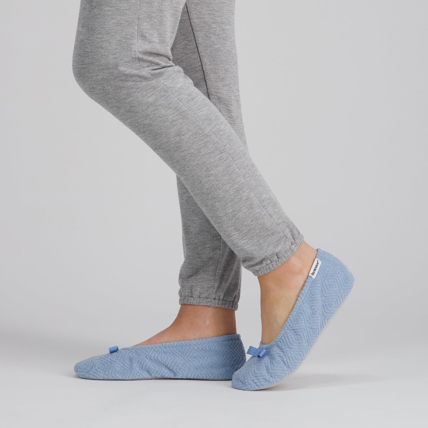 isotoner Women's Diamond Microterry Gemma Ballerina Slippers with Memory Foam Comfort and Genuine Suede Sole, Blue Fog Diamond, 5-6 Beauty & Personal Care isotoner