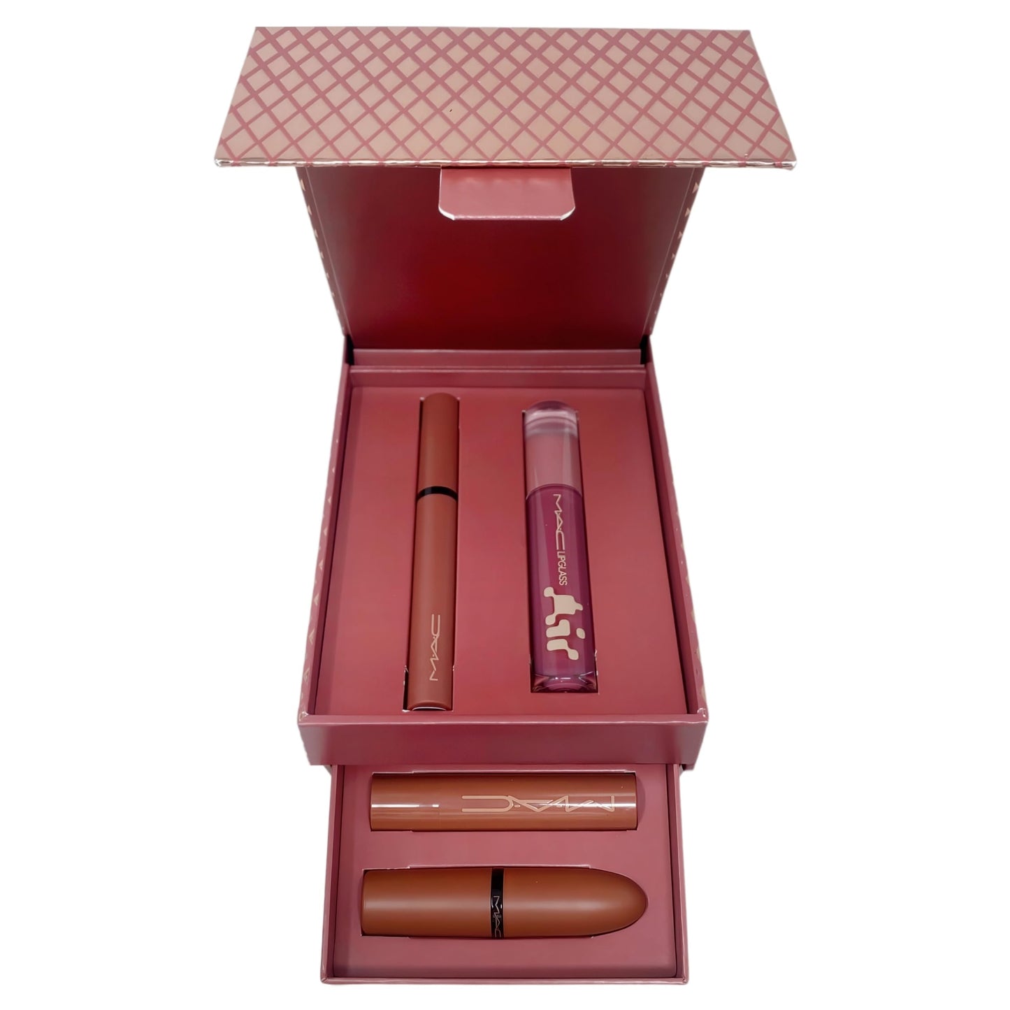 MAC M·A·C Cosmetics Holiday Exclusive Velvet Totally Teddy Lip 4-Piece Kit - Satin Lipstick, Plumping Gloss Stick, Slim Lipstick and Lip Gloss