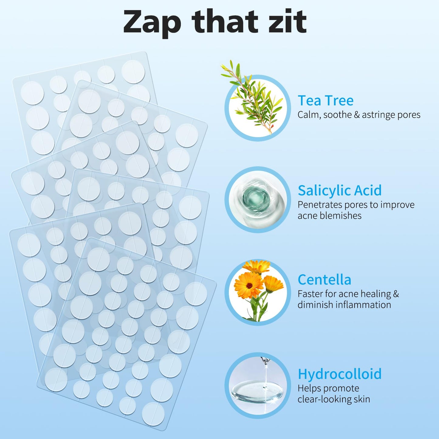 QUSTERE Pimple Patches for Face, Hydrocolloid Acne Patches, Cute Round Shape Zit Covers, Spot Stickers with Tea Tree, Salicylic Acid & Cica Oil| 2