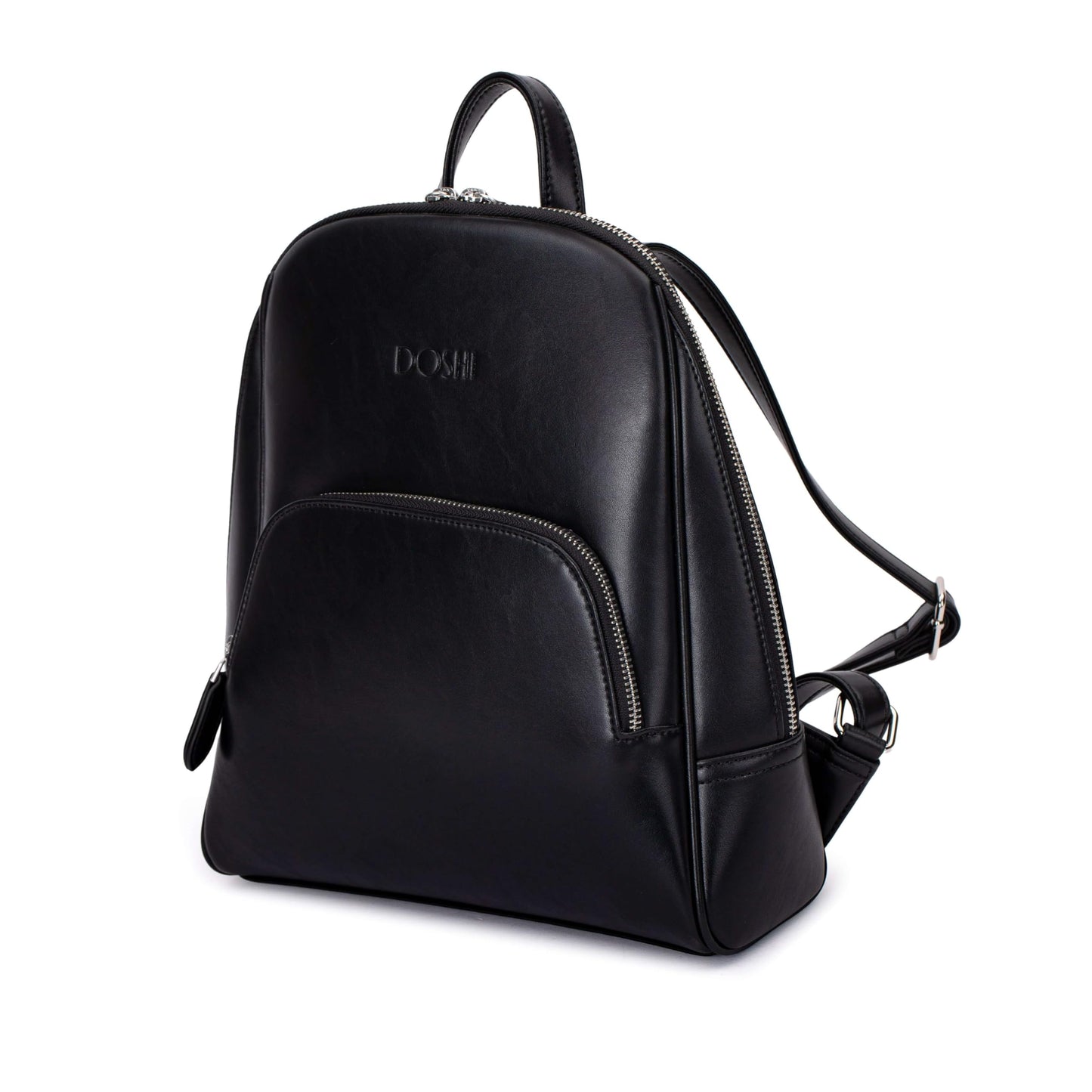 DOSHI Slim Black Backpack Purse - Durable Microfiber Vegan Leather Women’s Backpack, Luxury Lightweight with Zip & Slip Pockets