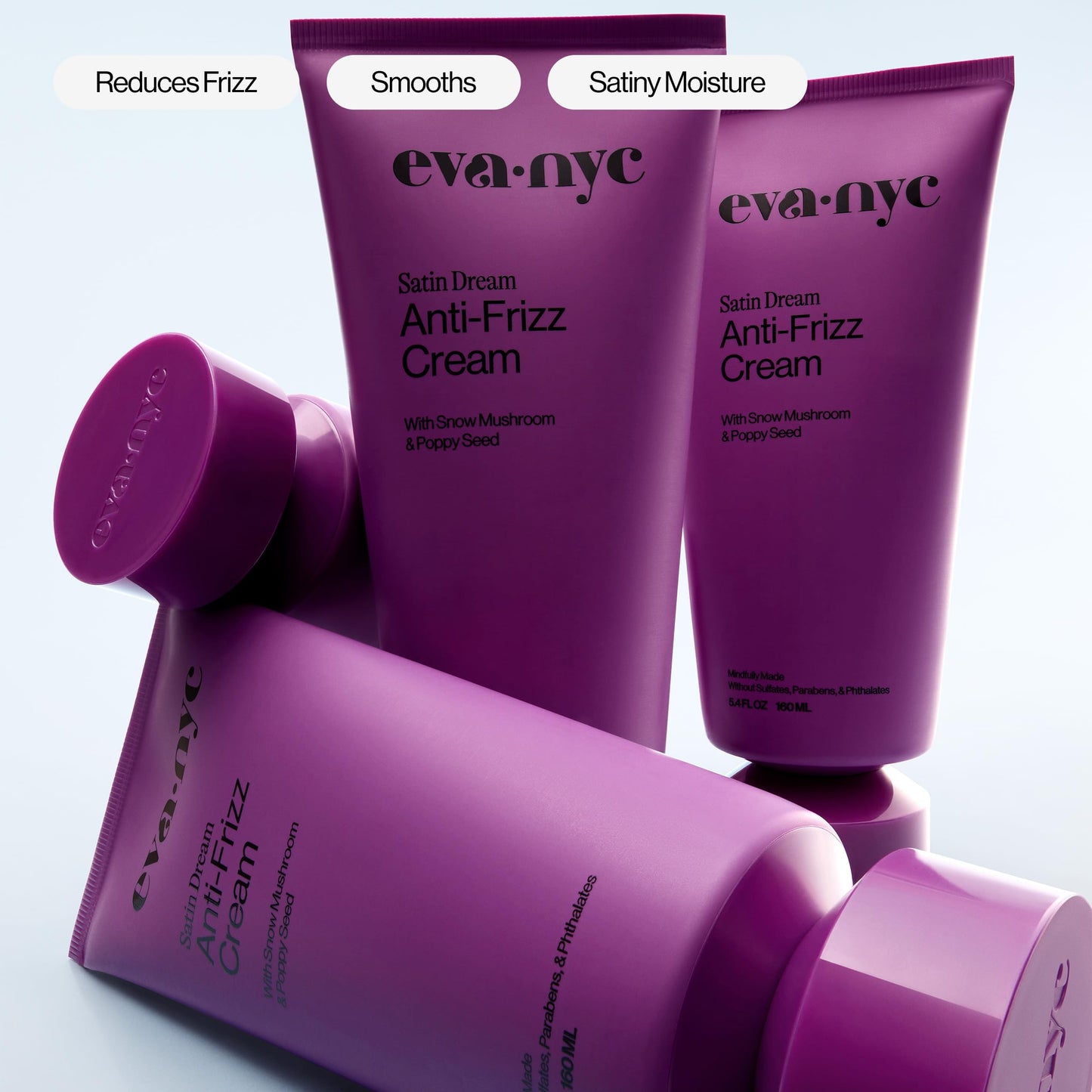 Eva NYC Smoothing Anti-Frizz Hair Cream - Leave-In Treatment for Frizz Control - Smooths for Manageable Satiny Soft Hair - Restore Moisture with Poppy