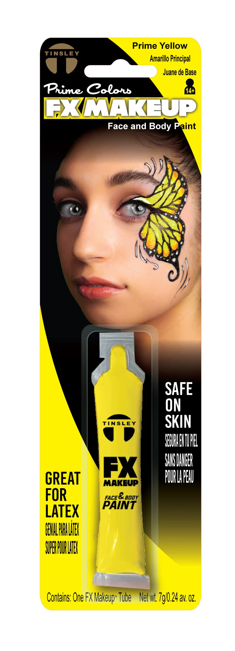 Tinsley Transfers FX Makeup - Face and Body Paint - Water-Based Cream - 7g / 0.24 oz Tube (Prime Yellow)