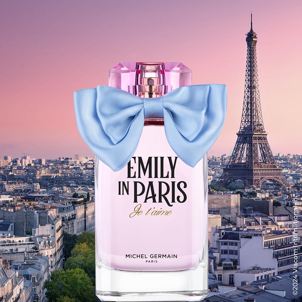 Michel Germain Emily in Paris Je T'aime Eau de Parfum Women's Fragrance Spray, Floriental Woody Scent, Top Notes of Pink Pepper, Raspberry, Seductive & Sophisticated Perfume Gift for Women, 3.4 Fl Oz