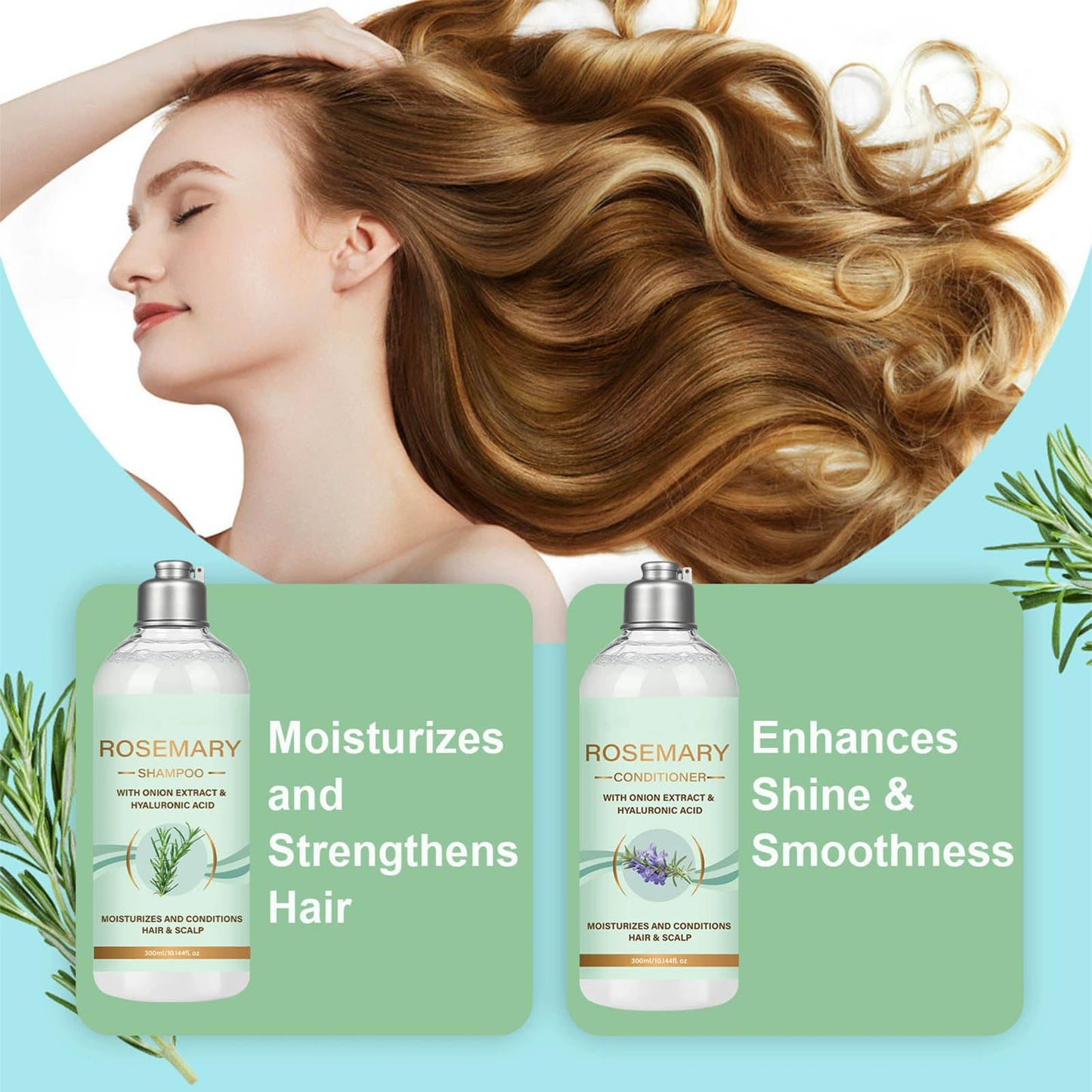 Onion and Rosemary Shampoo & Conditioner Set, Hair Growth Shampoo for Stronger, Thicker and Longer Hair, Deep Cleansing, Promotes Scalp Health