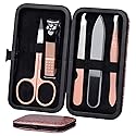 HANTEKAS Manicure Set Nail Clippers Kit 5 Pieces in 1 Stainless Steel Professional Grooming Nail Care Tools Including Nano Glass Nail Shiner Buffer