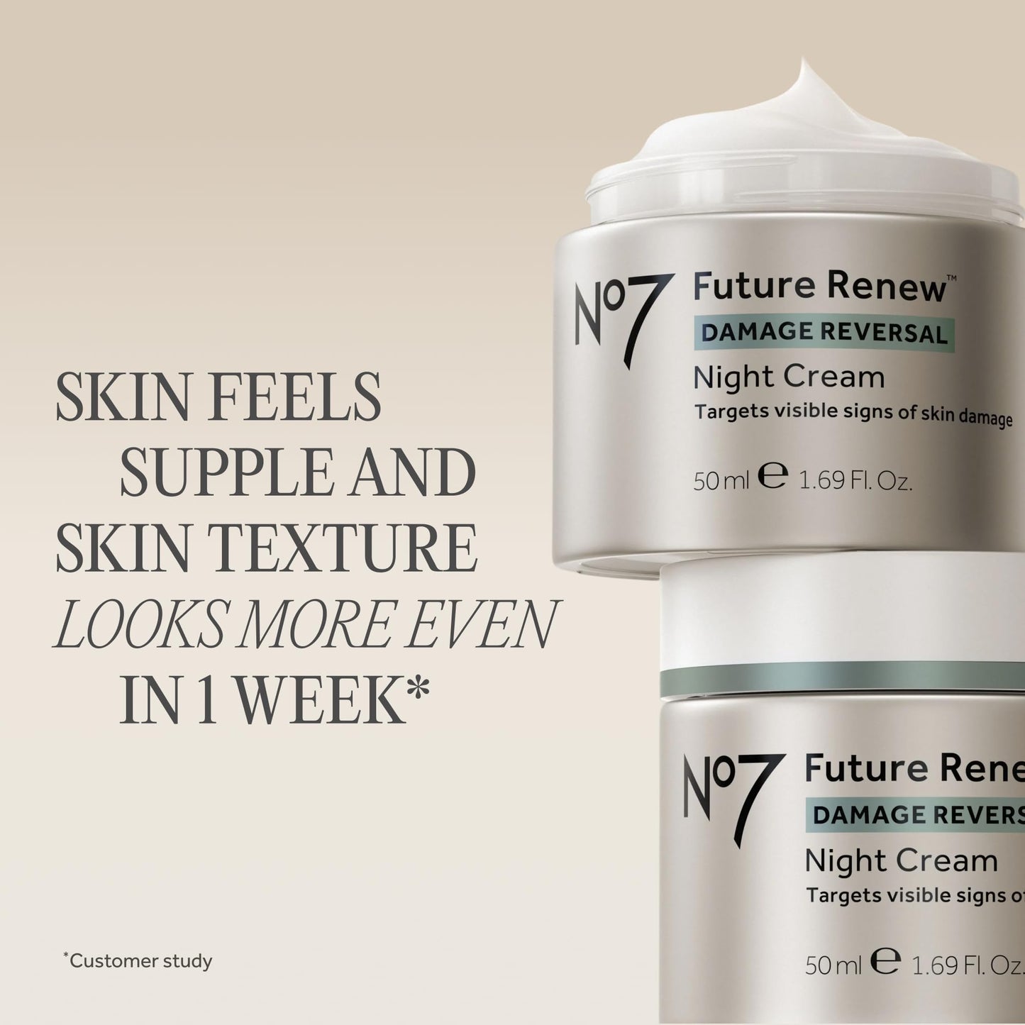 No7 Future Renew Damage Reversal Night Cream - Anti Aging Face Moisturizer - Infused with Peptide Technology to Reverse Visible Signs of Damage - Skin Beauty and Personal Care No7