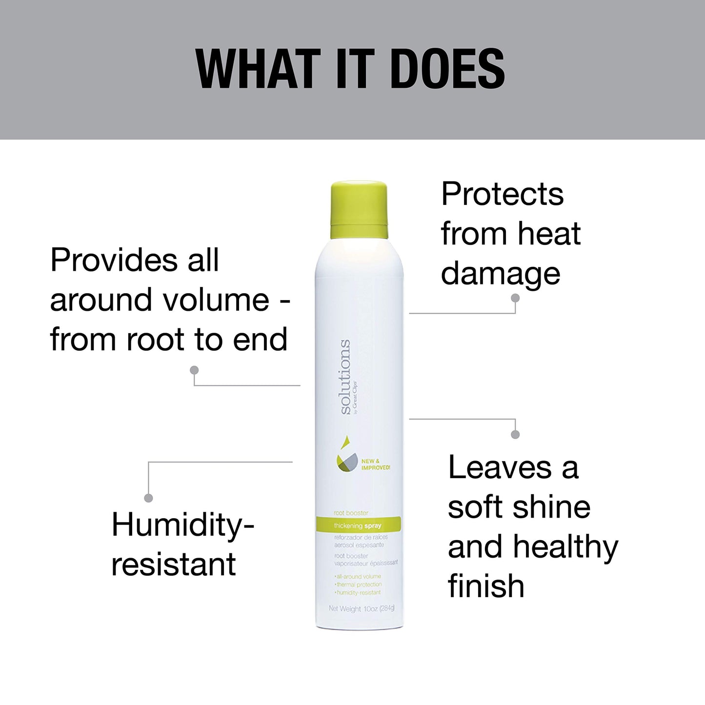 GREAT CLIPS Solutions Root Booster Thickening Spray, 10oz | Protects Against Humidity & Heat Damage | Adds Volume, Body & Lift | For Fine to Medium