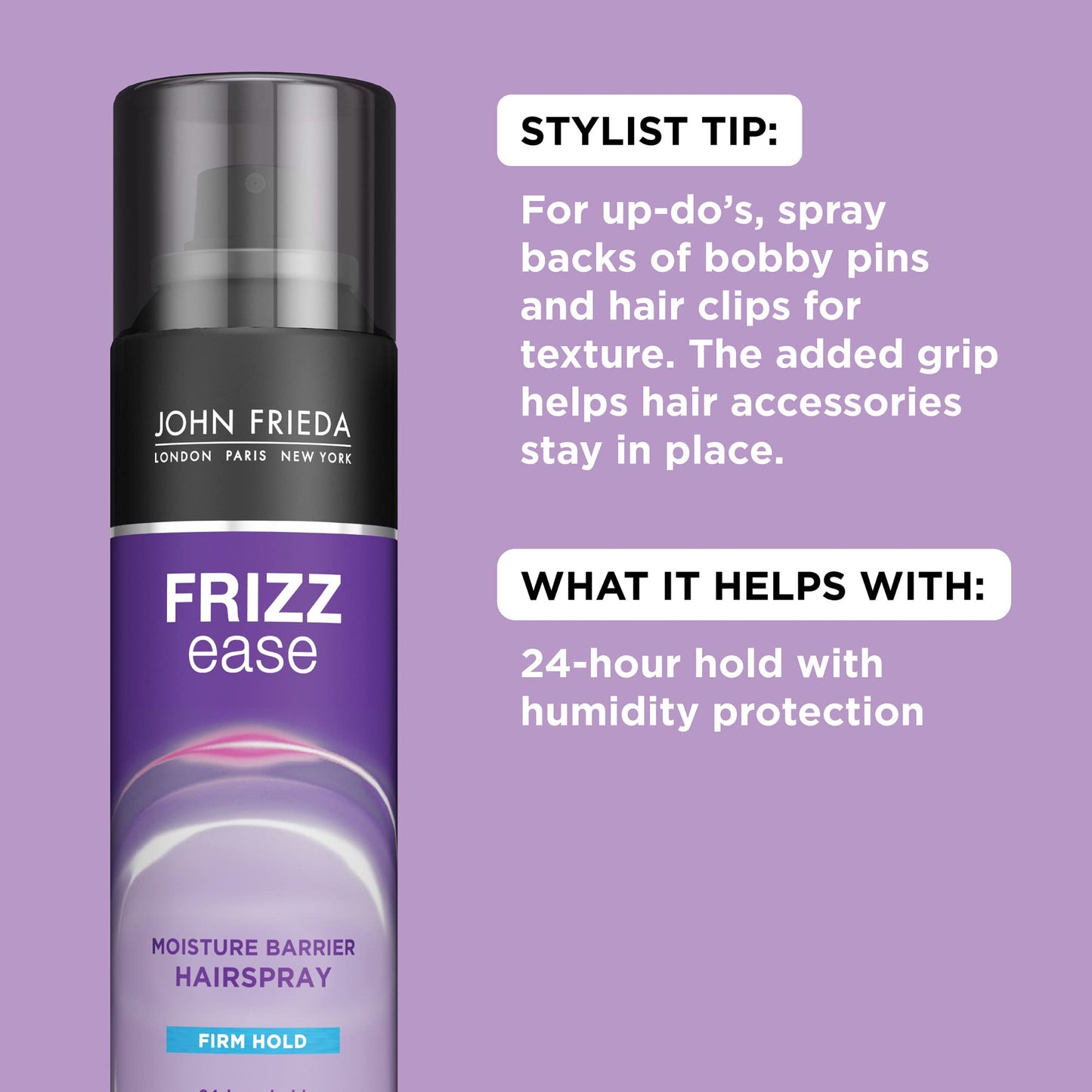 John Frieda Frizz Ease Moisture Barrier Hairspray, Firm Hold Hairspray, Seals Out Moisture, Blocks Frizz, Protects Against Heat, and Keeps Hair