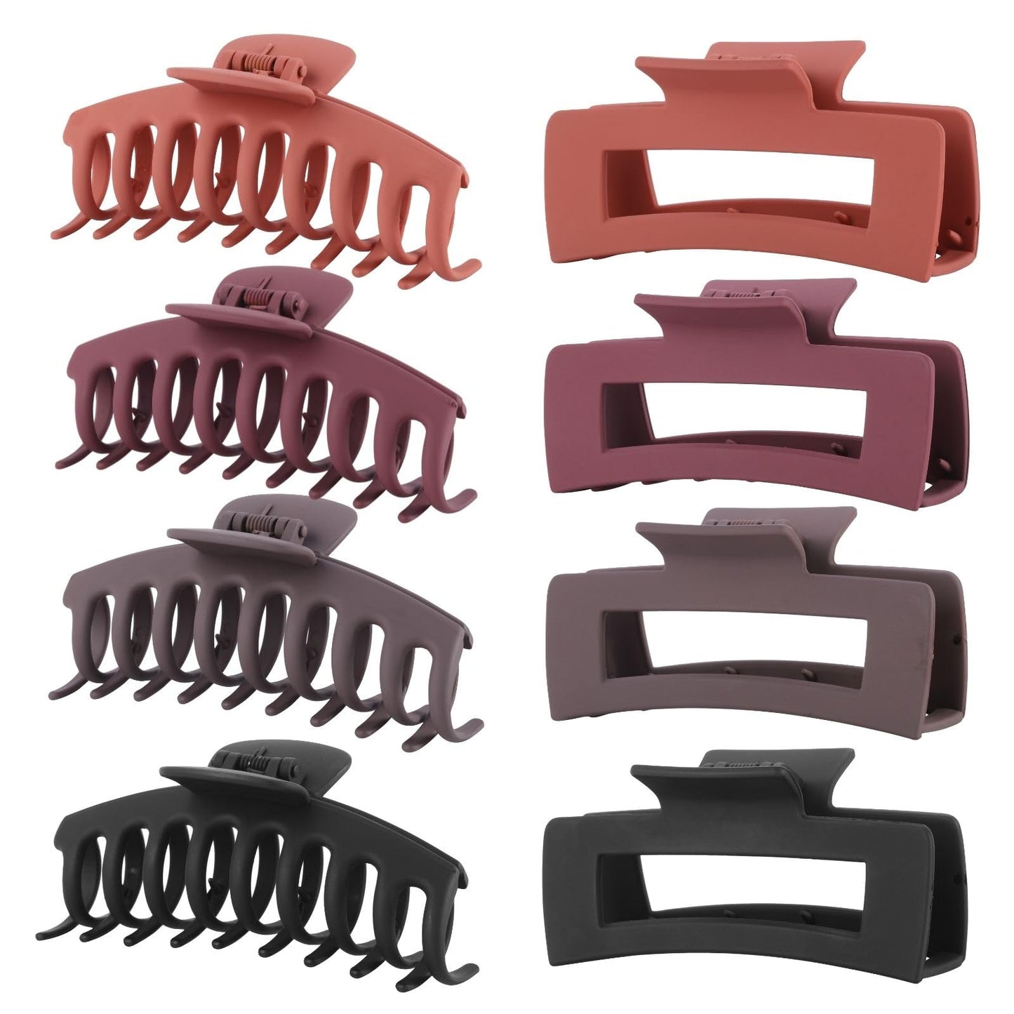 LuSeren 8 Pack Hair Clips for Women 4.3 Inch Large Hair Claw Clips for Women Thin Thick Curly Hair, Big Matte Banana Clips,Strong Hold jaw clips Black Beauty and Personal Care LuSeren Default Title