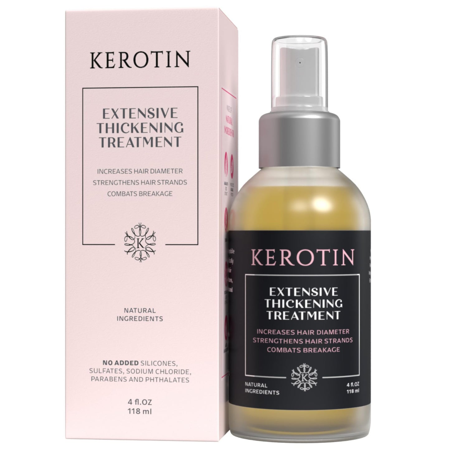Kerotin Hair Thickening Spray with Keratin – Boosts Volume, Body & Shine for Fine & Thin Hair, Heat Protectant, Repair Mist, Sulfate & Cruelty-Free, Made in USA