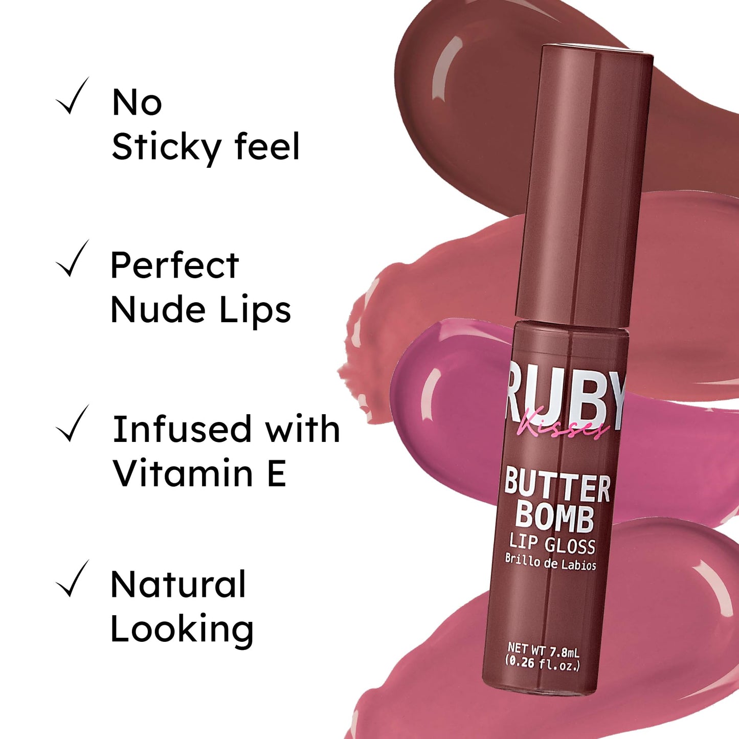 Ruby Kisses Butter Bomb Lip Gloss, High-Shine Non-Sticky Hydrating Plumping