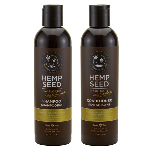 Hemp Seed Hair Care Shampoo + Conditioner, Nag Champa - 8 oz Each - With Hemp Seed Oil & Coconut Oil - Vegan, Cruelty Free Beauty & Personal Care Earthly Body
