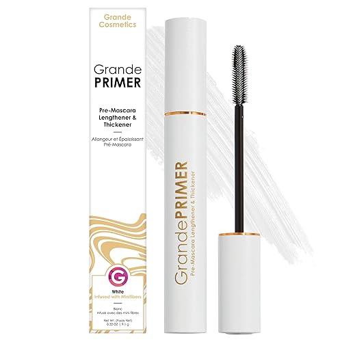 Grande Cosmetics GrandePRIMER Pre-Mascara Lengthener & Thickener with Peptides - Smudge-Proof, Water-Resistant & Contact Lens Safe - for Longer