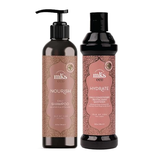 MKS eco Nourish Shampoo, Isle of You (10 fl oz) + MKS eco Hydrate Conditioner, Isle of You (10 fl oz) - Moroccan Argan Oil, Hemp Seed Oil - Vegan