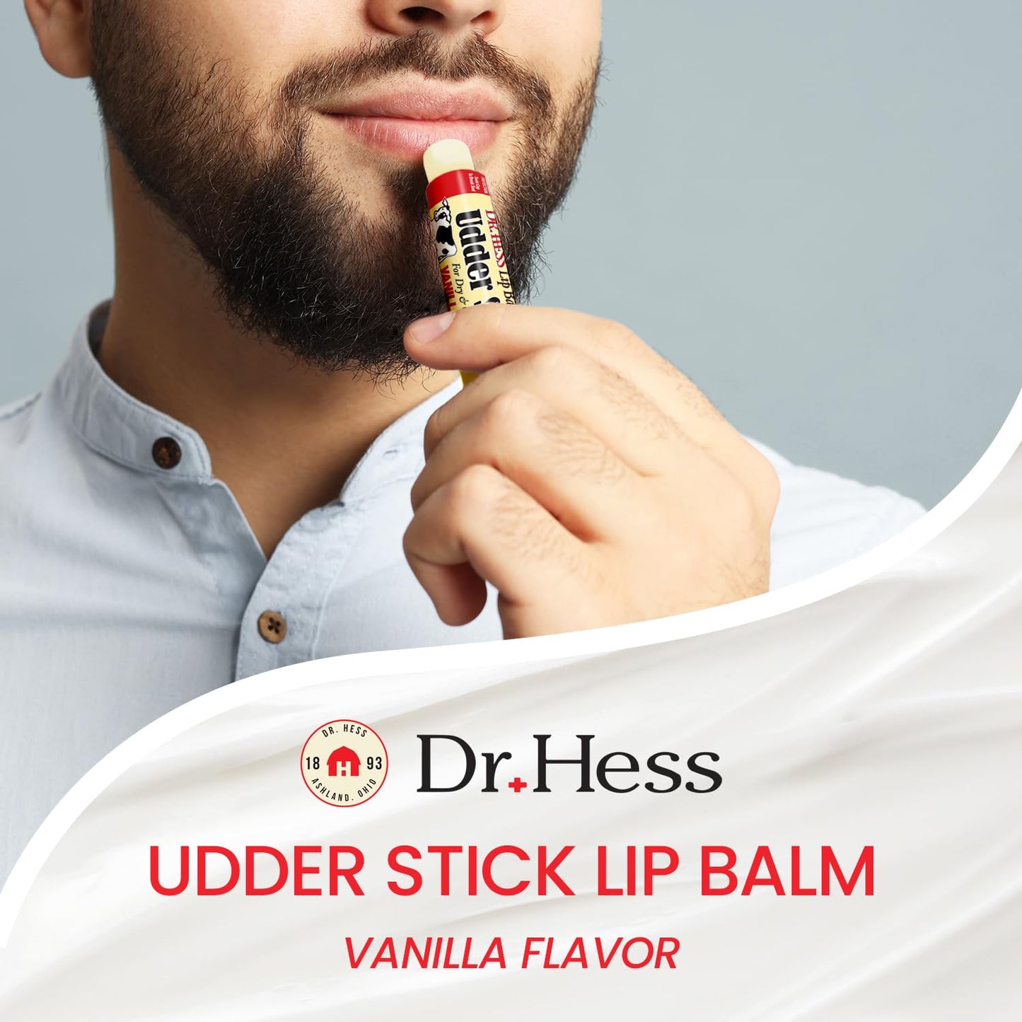 Dr. Hess Original Udder Stick SPF Lip Balm, Soothing Moisturizer Sun Screen Balm for Dry Lips with Jojoba, Beeswax & Shea Butter, Total Lip Care
