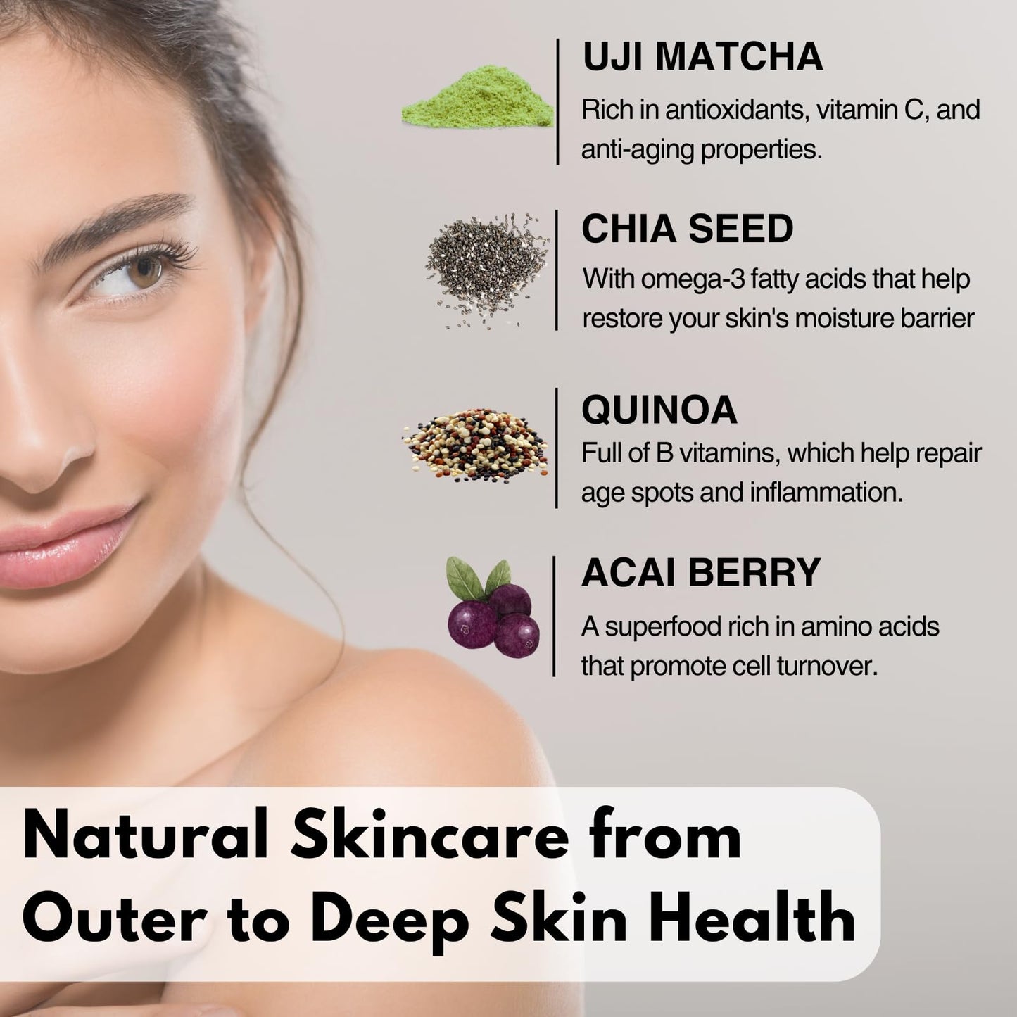 KITAO Facial Moisturizing Lotion for Dry Skin, Anti Aging Body Lotion for Women by Matcha, Quinoa& Chia, Daily Moisturizer, Mens Face Moisturizer