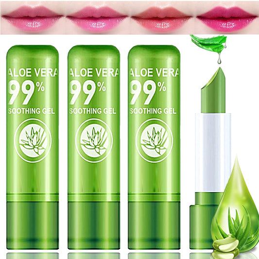 LZYLLS 4 Pack Aloe Vera Lipstick,Long Wear Nourishing Lip stick,Waterproof Moisturizing Color Changing Lip Balm Lipstick,Lip Gloss,Magic Temp Color