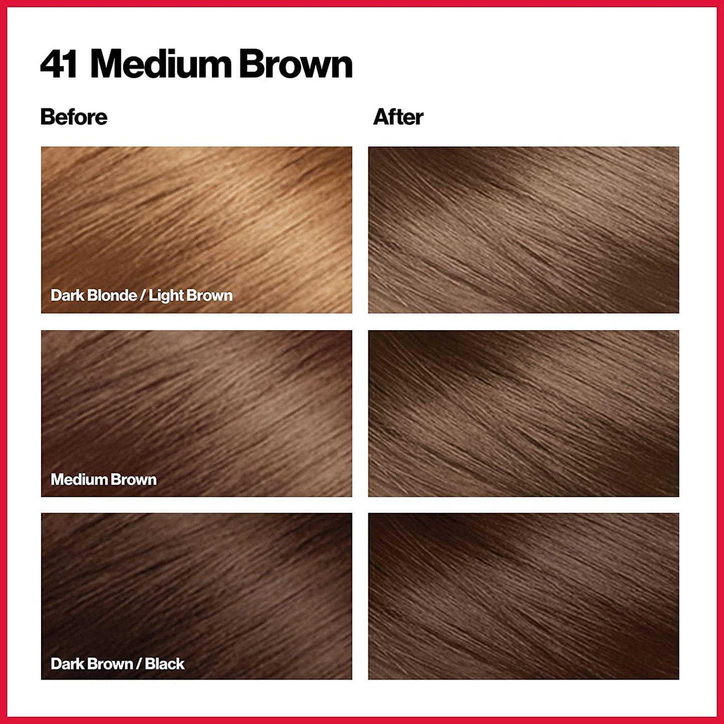 Revlon Permanent Hair Color, Permanent Hair Dye, Colorsilk with 100% Gray Coverage, Ammonia-Free, Keratin and Amino Acids, 41 Medium Brown, 4.4 Oz