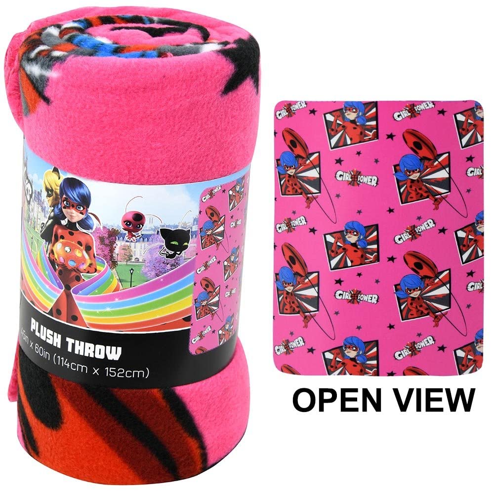 Zagtoon Miraculous Ladybug Fleece Blanket Set - Miraculous Ladybug Fleece Throw Bundle with Stickers and More for Kids Toddlers Children (Miraculous…
