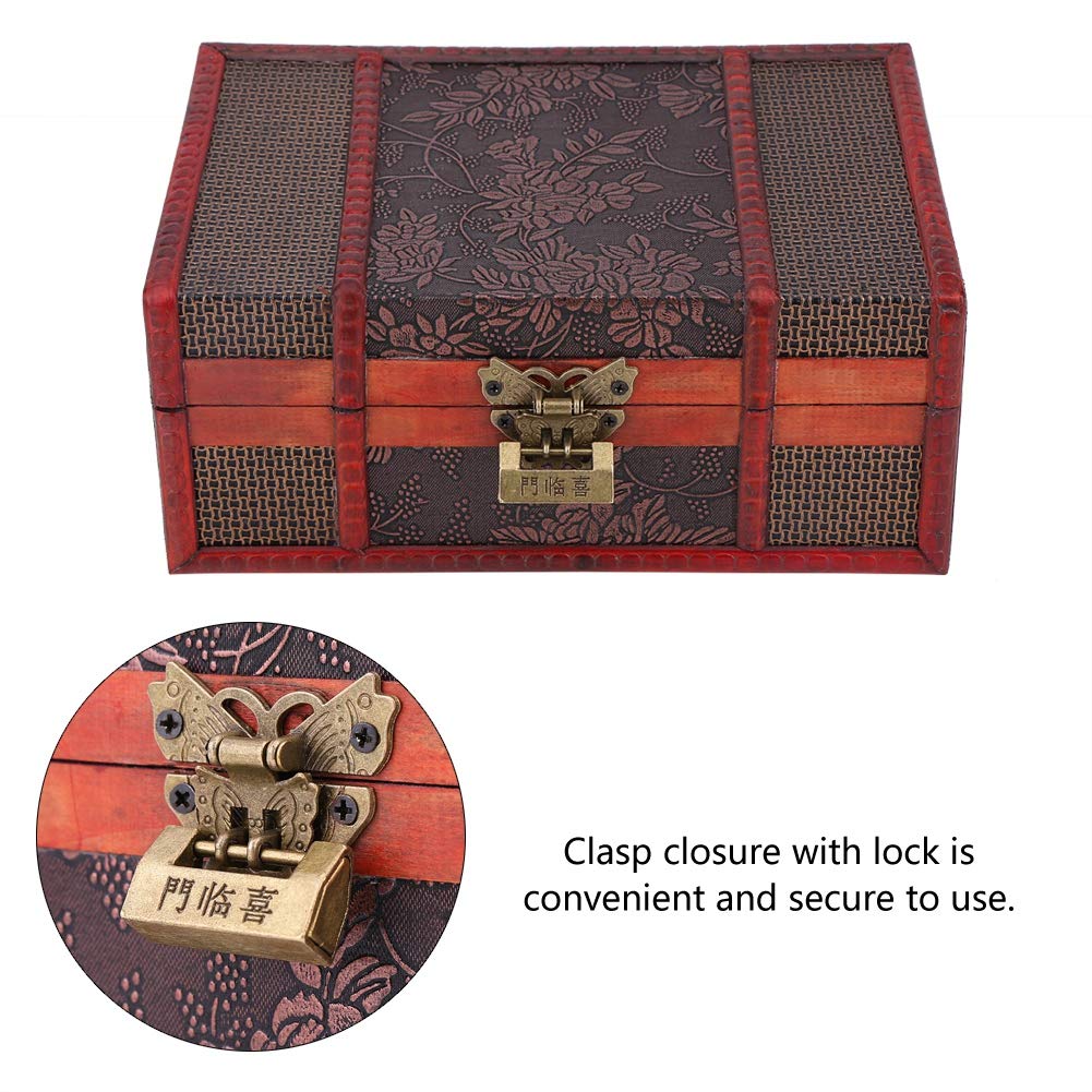 Wooden Storage Box, Handcrafted Wooden Jewelry Box with Small Lock, Keepsake Gifts Storage Box Organizer with Intricately Hand Carved, Treasure Chest…