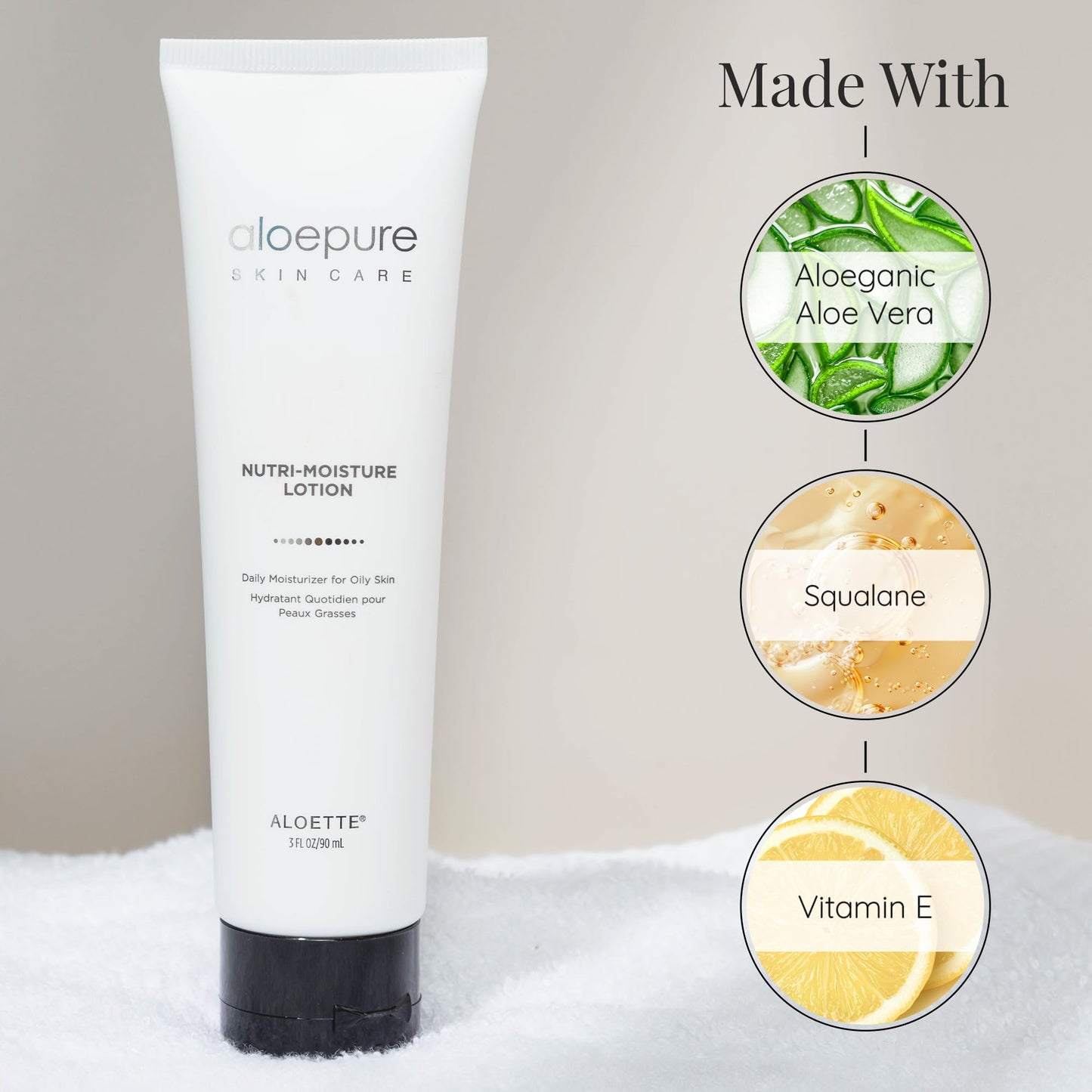 Aloette Facial Moisturizer for Oily & Irritable Skin, Nutri Moisture Lotion - Lightweight Daily Moisturizer for Uneven Skin Tone, Breakouts & Acne