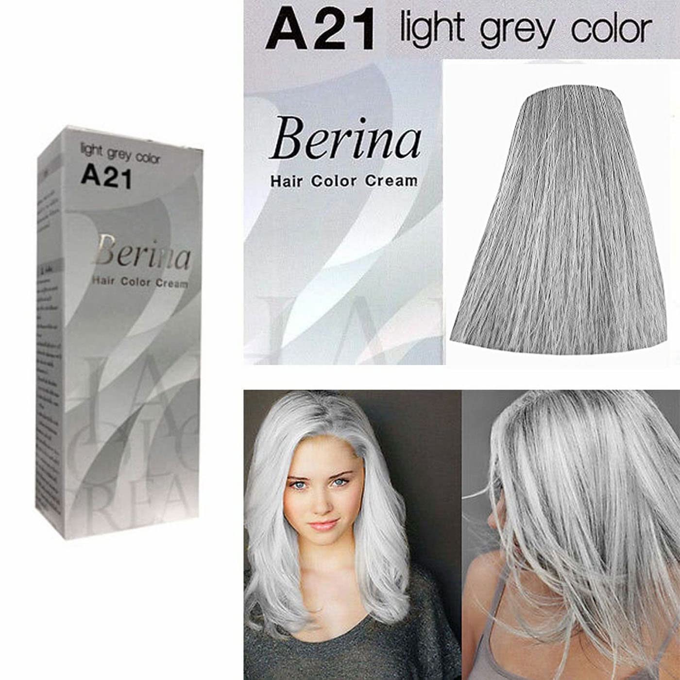 Hair Colour Permanent Hair Cream Dye Light Grey by Berina