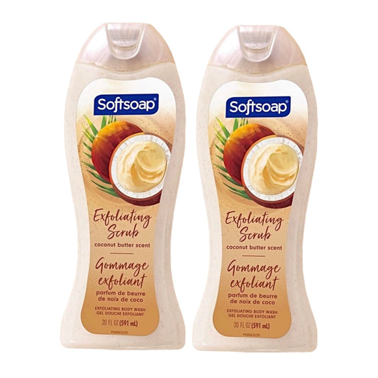 Softsoap Body Wash Coconut Butter Scrub, 20 Fl Oz (2 Pack)