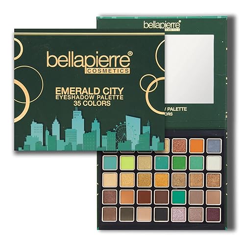 bellapierre Emerald City Eyeshadow Makeup Palette | 35 Color Shades in a Range of Matte, Satin, Shimmer, and Foil Finishes | Non-Toxic and Paraben