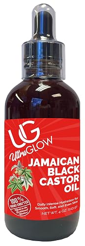 AmPro Ultra Glow Jamaican Black Castor Oil - 4 oz Skin Moisturizing Oil for Daily Intense Hydration, Softens Rough Skin, Promotes Smooth, Healthy Glow