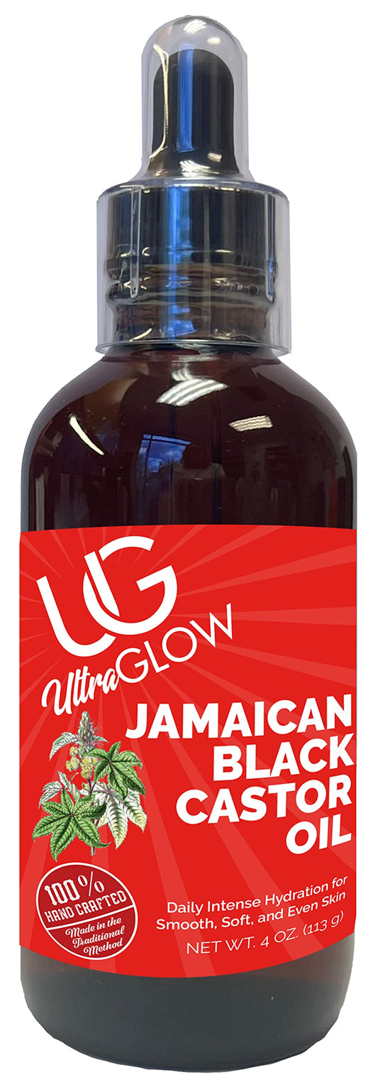 AmPro Ultra Glow Jamaican Black Castor Oil - 4 oz Skin Moisturizing Oil for Daily Intense Hydration, Softens Rough Skin, Promotes Smooth, Healthy Glow