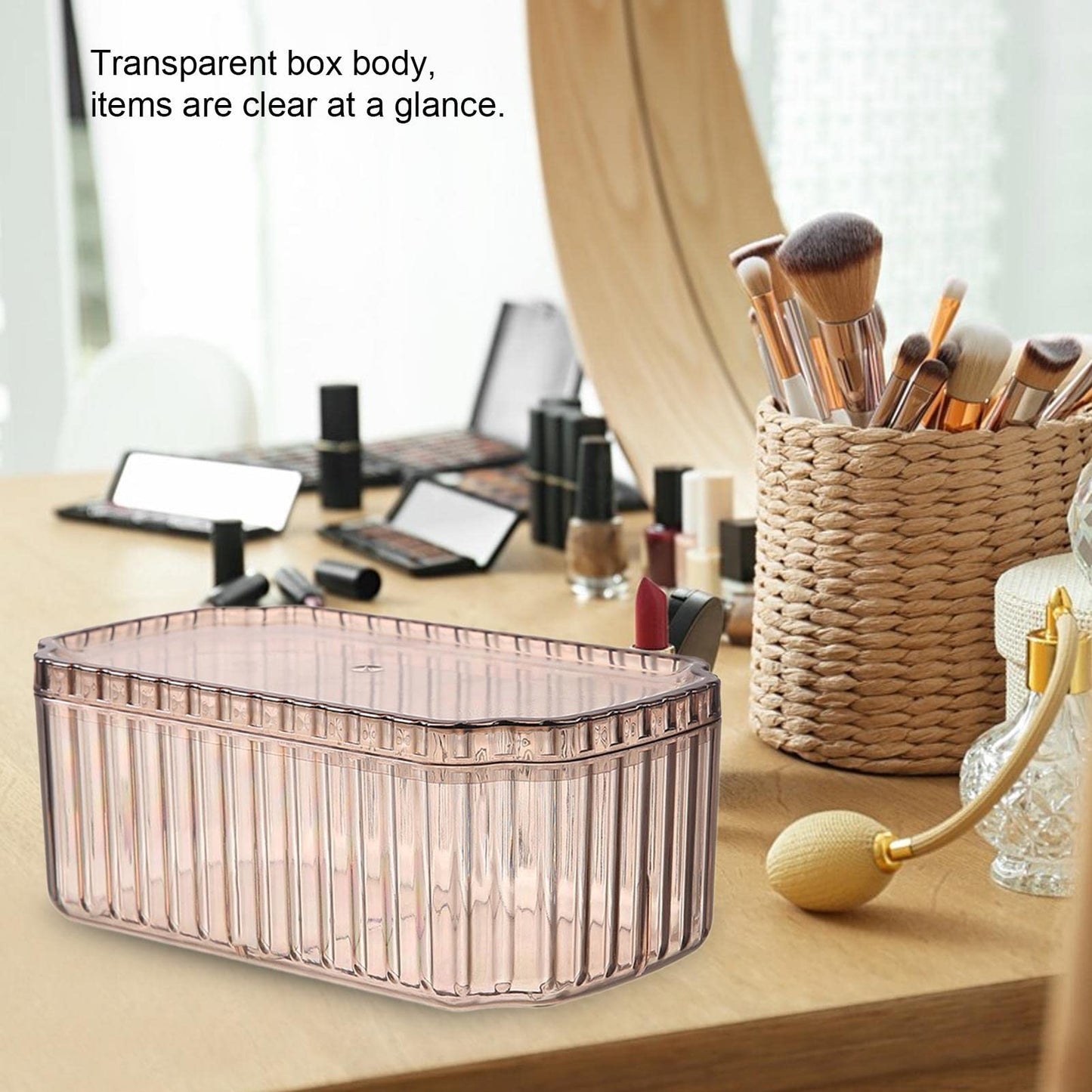 ANZAGA Makeup Storage,Jewelry Box Makeup Case Organizer - Portable Jewelry Display Case 3 Layer Stackable Case for Women Necklaces Rings Watches…
