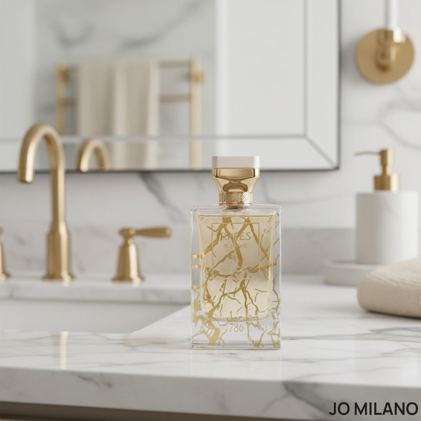 Jo Milano Raees Blanche Eau De Parfum Spray | 3.4 oz (100ml) | Almond, Vanilla, Sweet, Fruity, Fresh, Powdery Scent | Long Lasting Fragrance for Men