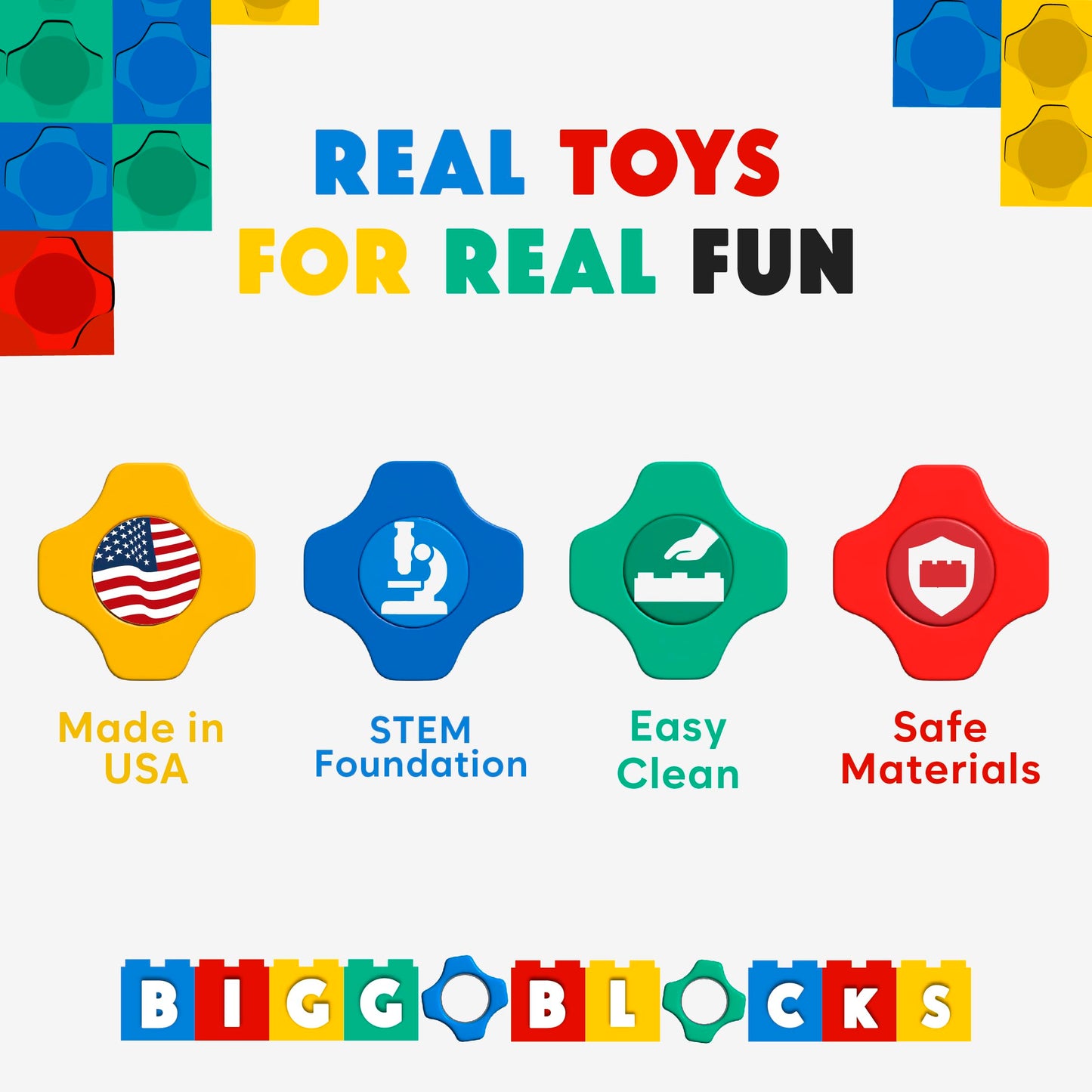 BiggoBlocks Big Blocks for Kids Ages 4-8, Indoor & Outdoor Blocks for Kids Jumbo Games, Large Building Blocks (24 PC) Beginner Set