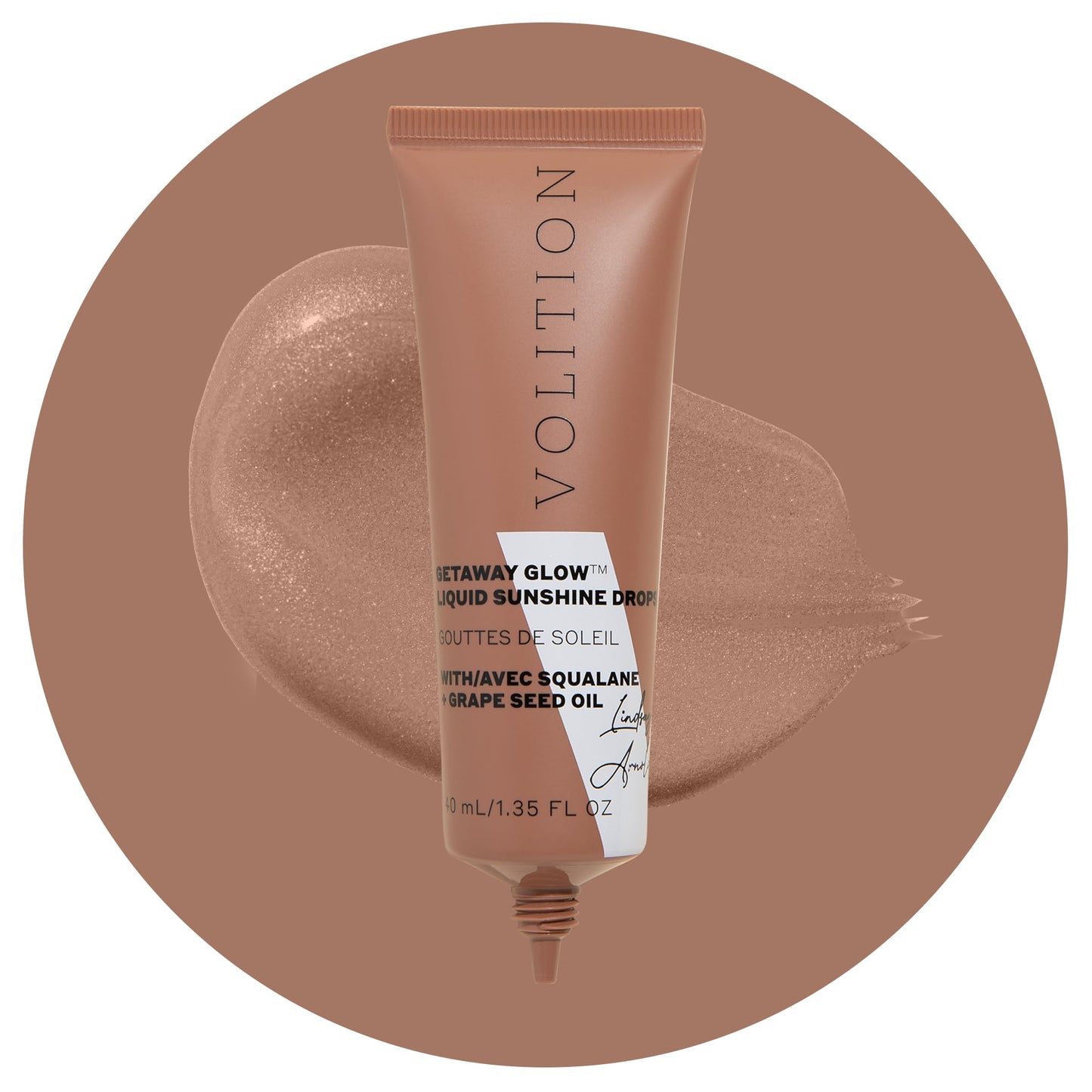 Volition Beauty Getaway Glow Liquid Sunshine Drops with Vegan Squalane + Grape Seed Oil | Instant Bronze & Shimmer Effect | Smooths, Luminizes