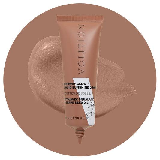 Volition Beauty Getaway Glow Liquid Sunshine Drops with Vegan Squalane + Grape Seed Oil | Instant Bronze & Shimmer Effect | Smooths, Luminizes
