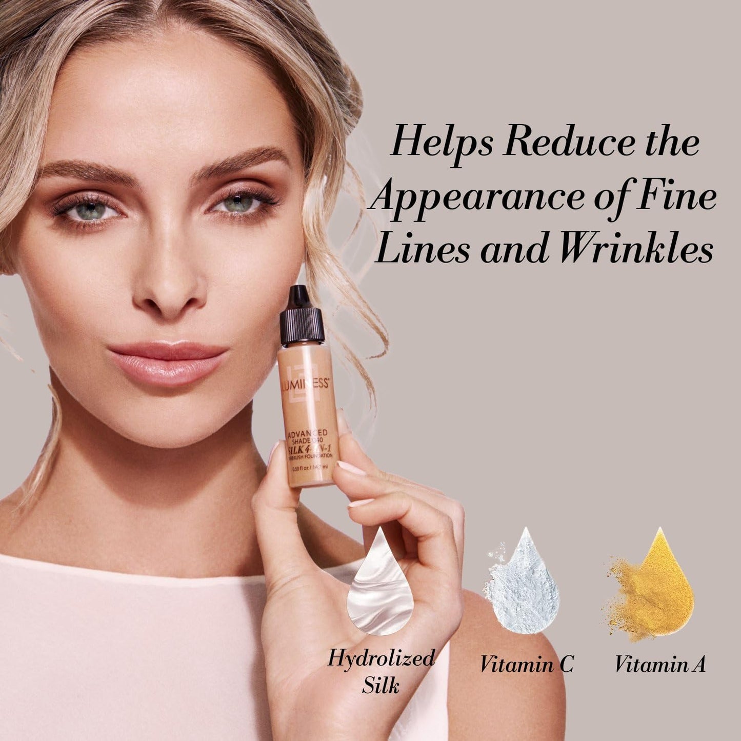Luminess Air Silk 4-In-1 Airbrush Foundation- Foundation, Shade 040 (.5 Fl Oz) - Sheer to Medium Coverage - Anti-Aging Formula Hydrates