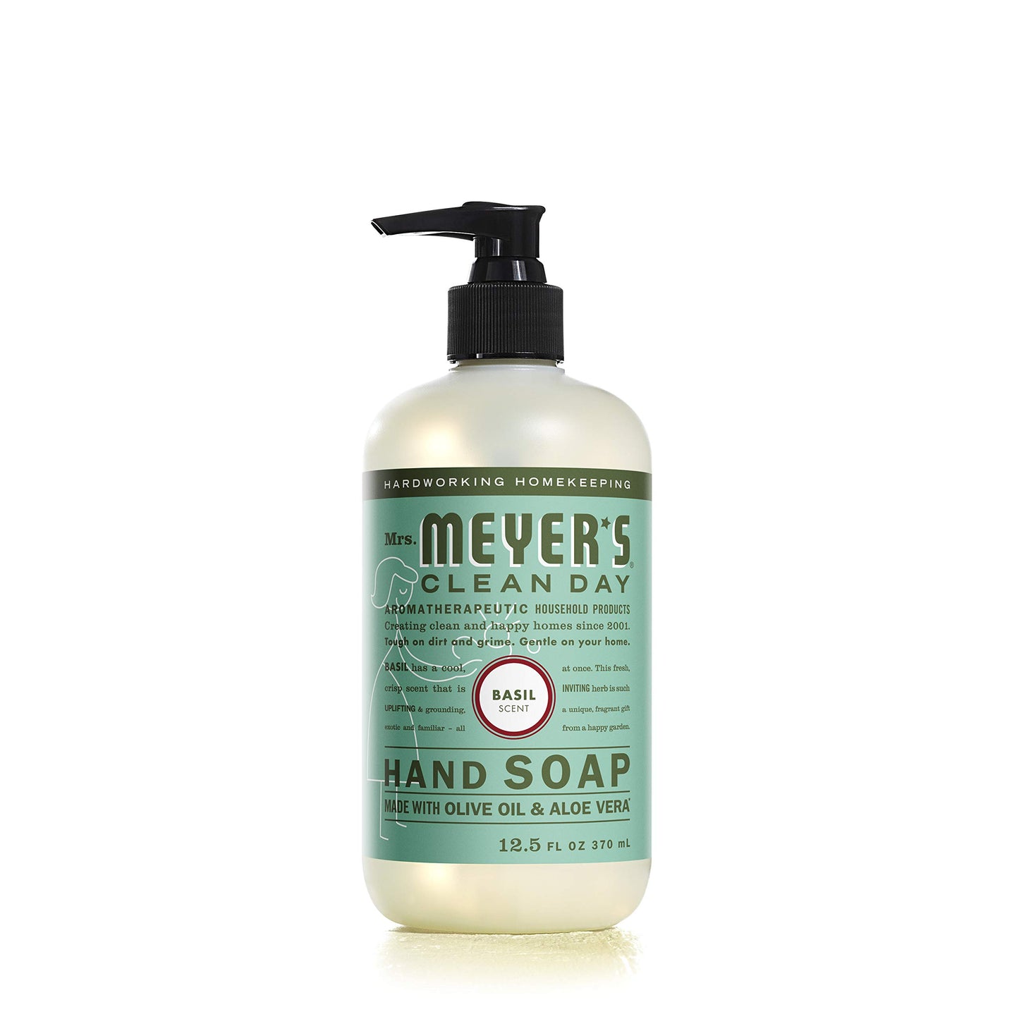 MRS. MEYER'S CLEAN DAY Hand Soap, Made with Essential Oils, Biodegradable Formula, Basil, 12.5 fl. oz - Pack of 3