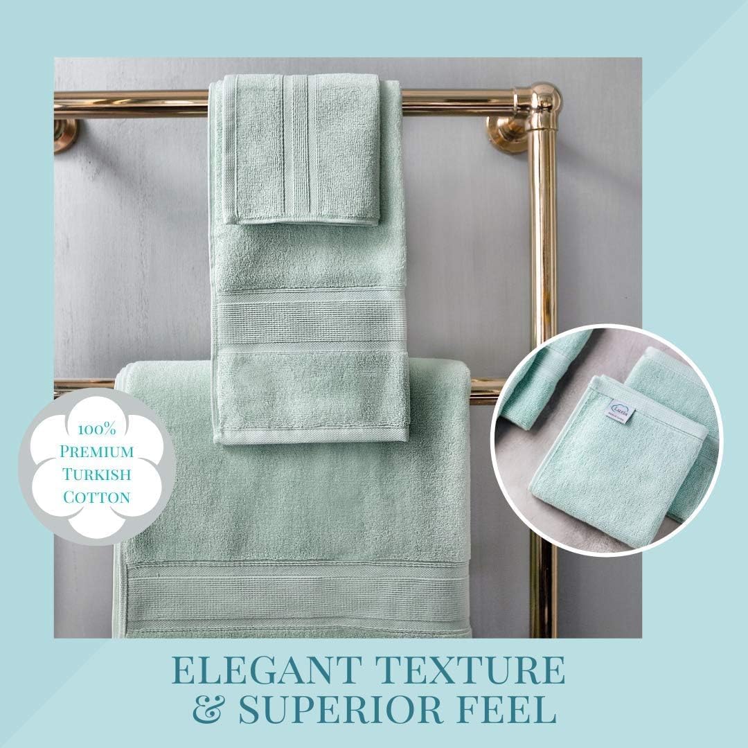 Luzia 8 Piece Bathroom Towel Set - 100% Turkish Cotton, Premium Quality - 2 Bath Towels 2 Hand Towels and 4 Washcloths (Sea Foam/Aqua/Mint/Glacier…