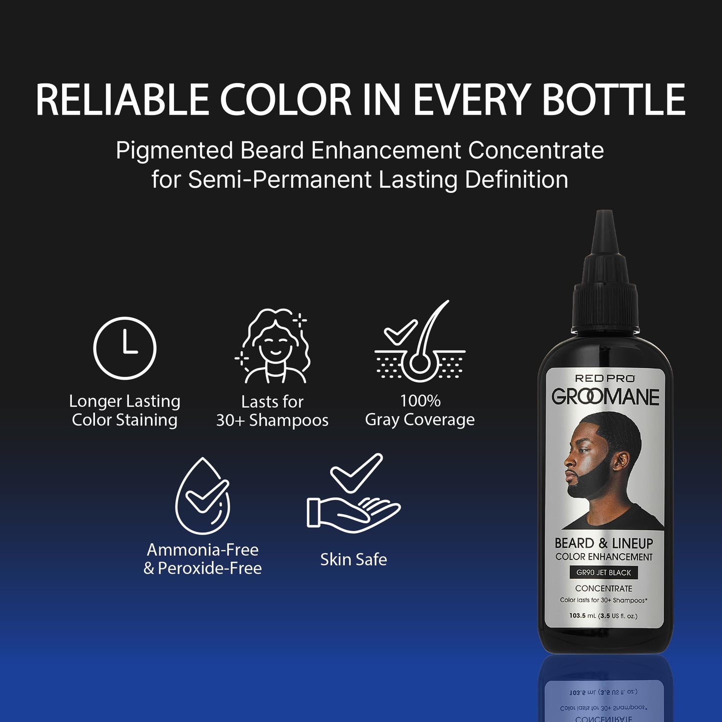 RED Pro GROOMANE Beard & Lineup Color Enhancement for Airbrush, Natural Semi-Permanent Barber Beard Dye, Long-Lasting Gray Coverage, Men Hairline