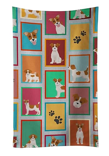 Caroline's Treasures MLM1166KTWL Lots of Red and White Jack Russell Terrier Kitchen Towel Dish Cloths Guest Hand Towel Decorative Bathroom Towel…
