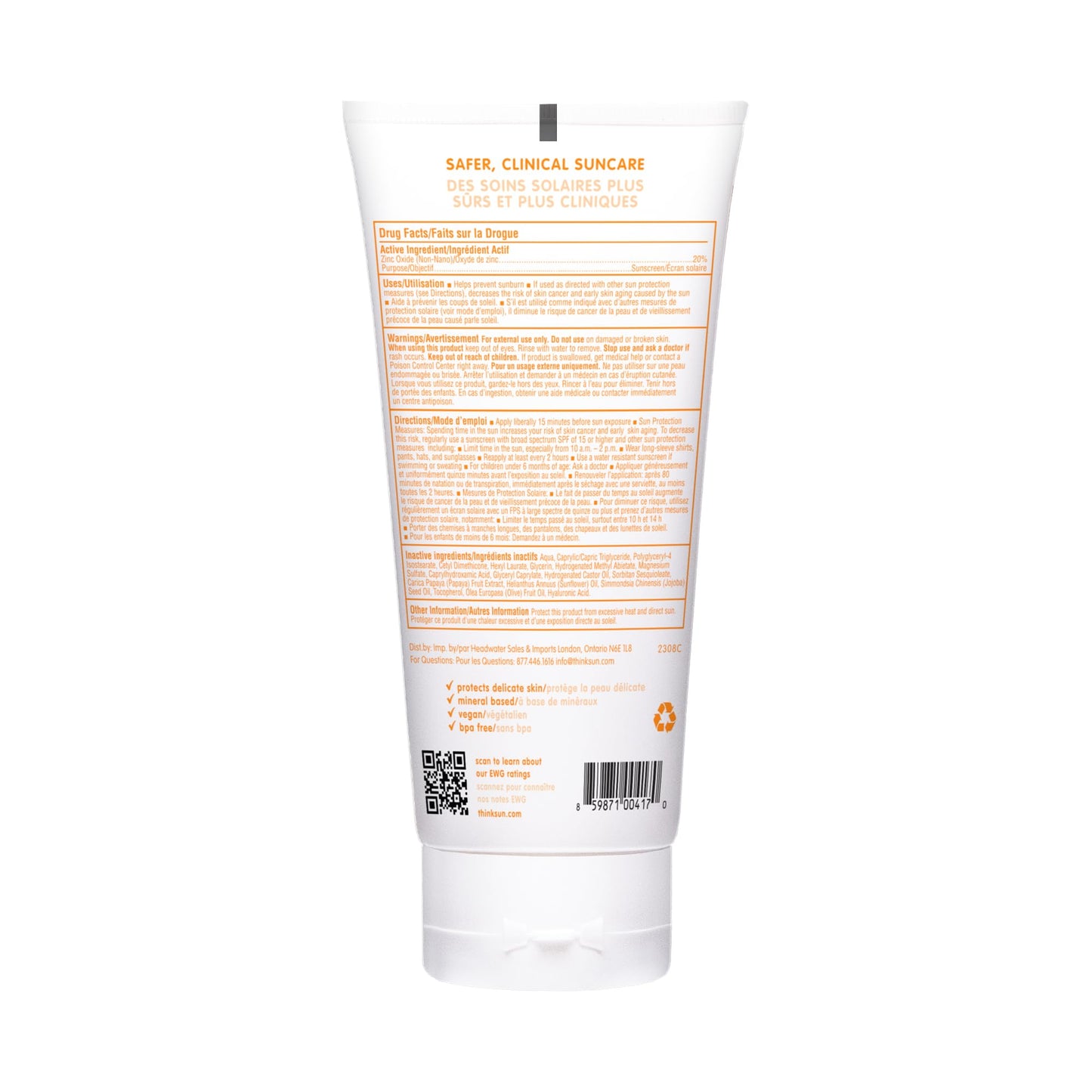 Thinkbaby Safe Sunscreen SPF 50+ - 6oz Family Size (2-Pack)