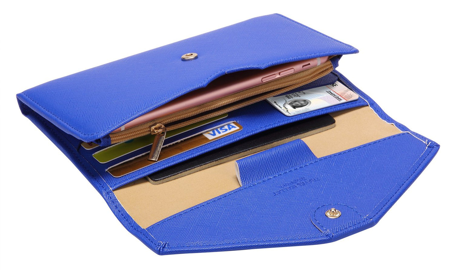 ZOPPEN Multi-Purpose RFID Blocking Travel Passport Wallet Ver.4 – Trifold Document Organizer & Holder, Dazzle Blue