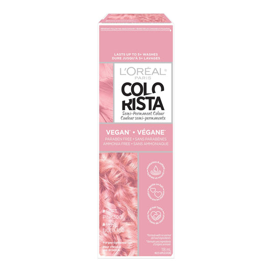 L'Oreal Paris Colorista Semi Permanent Hair Color for Bleached or Blonde Hair, Color Depositing Hair Mask Formula, Soft Pink