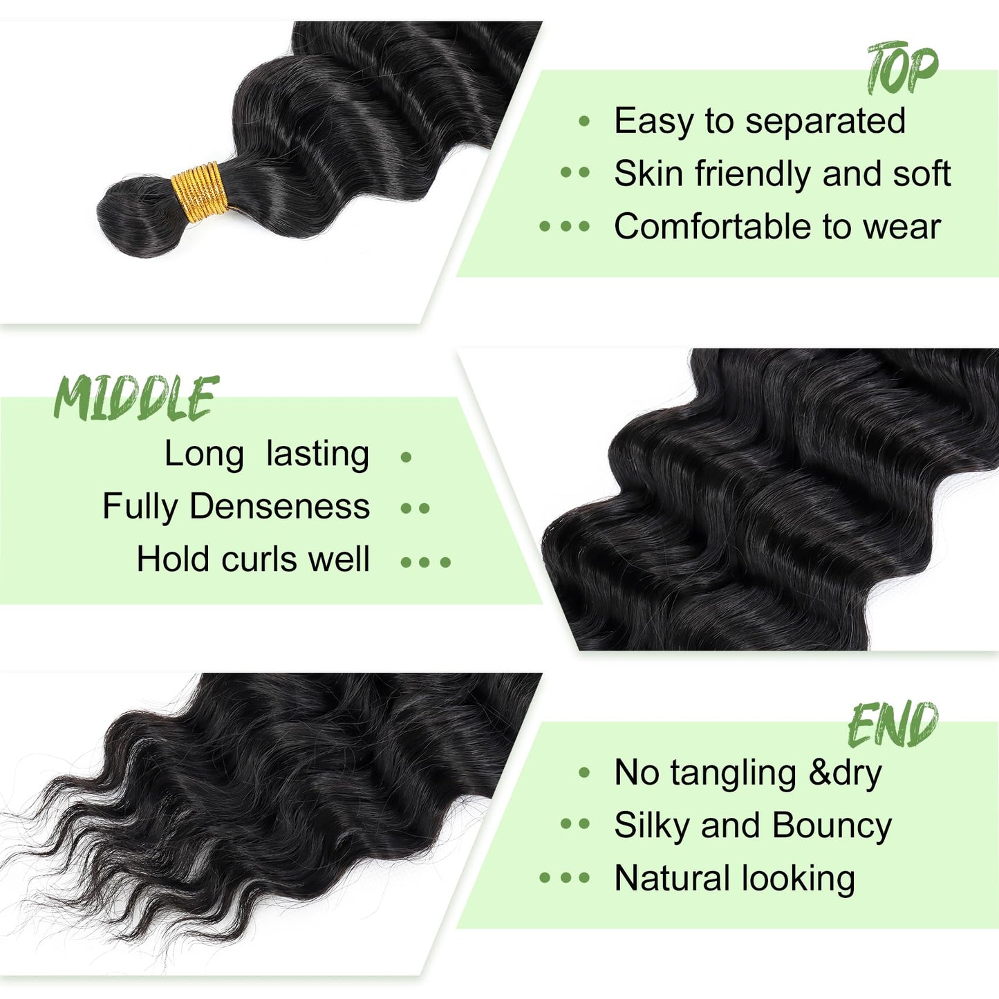 Eerya Long Curly Braiding Hair 10 Inch 2 Packs Ocean Wave Crochet Hair for Black Women Deep Wave Braiding Hair for Boho Braids(10inch,#1B) Beauty and Personal Care EERYA