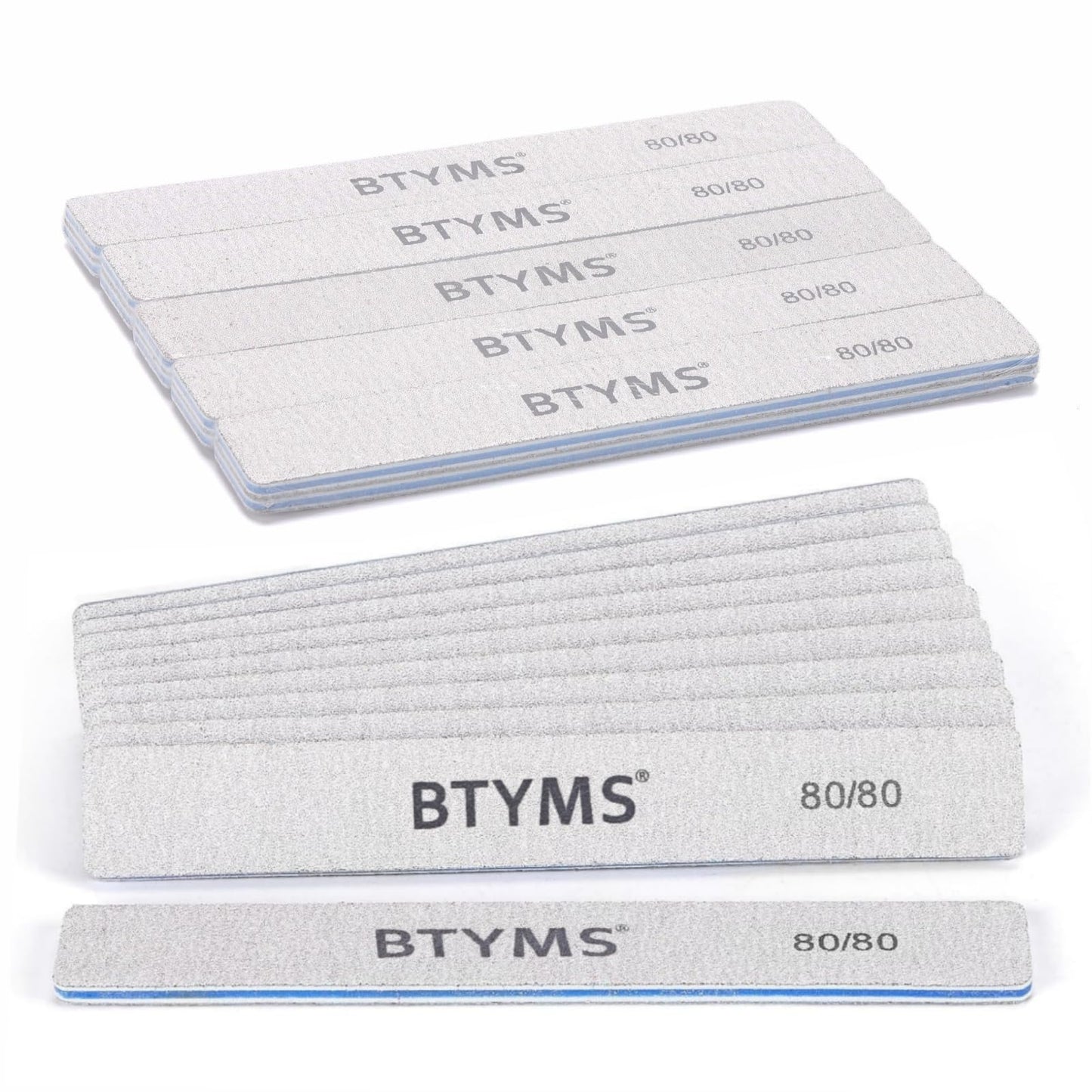 10 Count 80/80 Grit Rectangle Nail Files for Acrylic Nails, Reusable Buffering Files Double Sided Emery Boards for Nails Beauty and Personal Care BTYMS Default Title