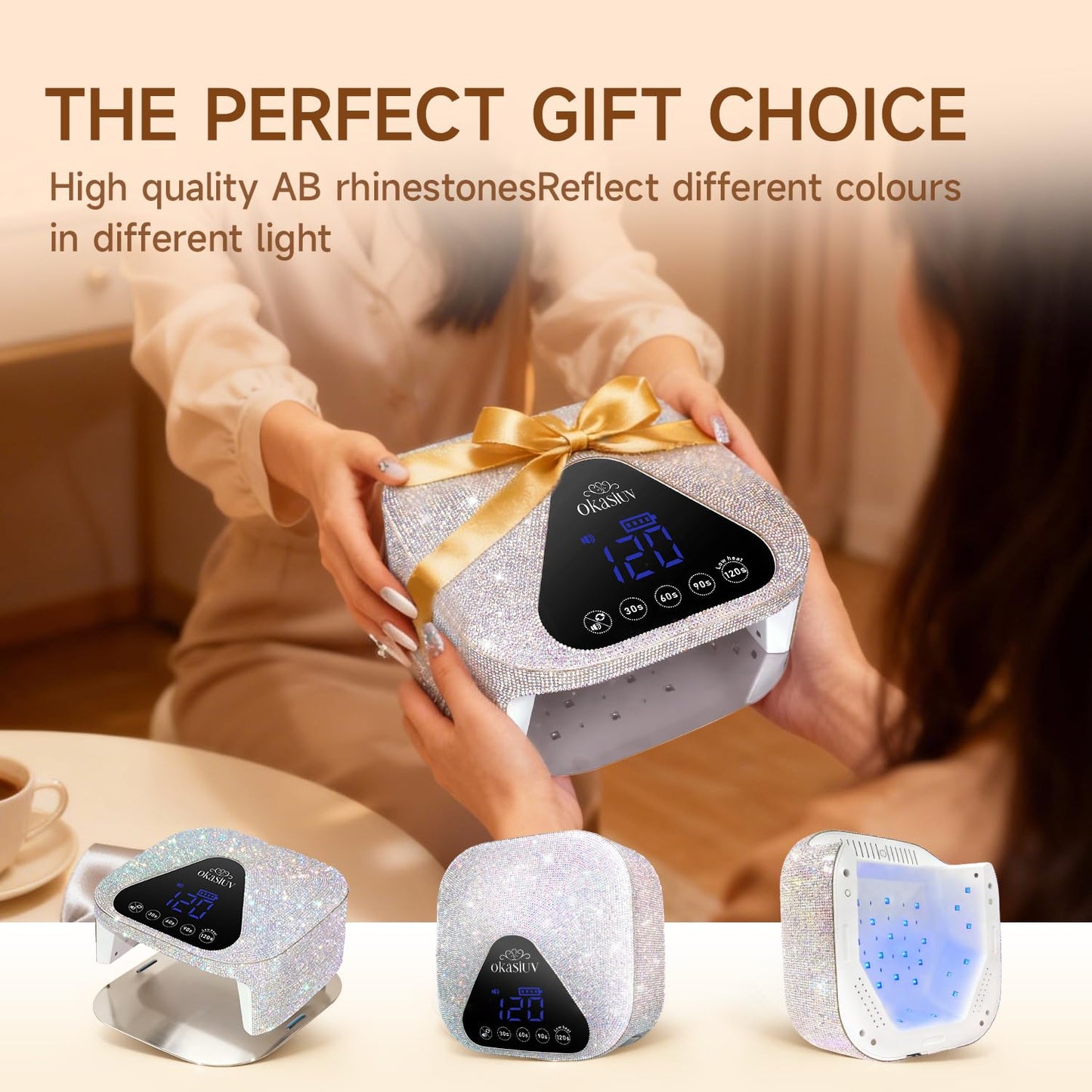 Okasiuv UV LED Nail Lamp with UV Gloves,Magnetic Metal Mirror Base Cordless Nail Dryer, Gel Polish Curing Light with 4 Timers,Touch Control Beauty & Personal Care Okasiuv